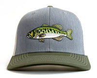 LARGEMOUTH BASS 6-Panel Curved Snapback, Richardson 112 Grey