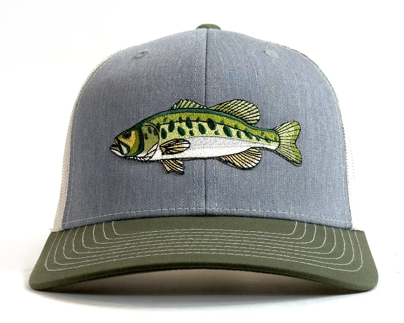 LARGEMOUTH BASS 6-Panel Curved Snapback, Richardson 112 Grey