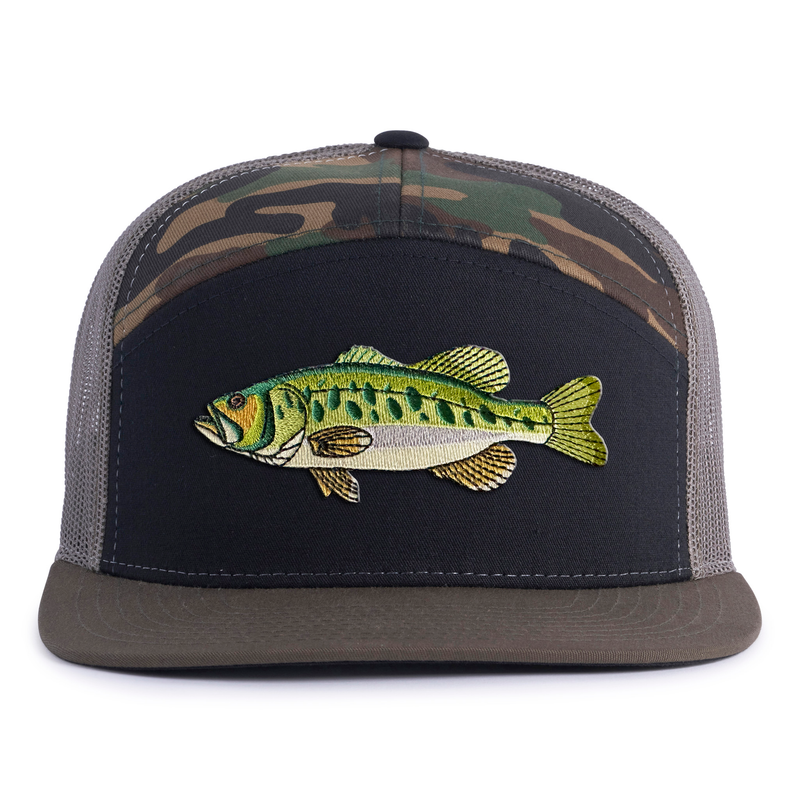 LARGEMOUTH BASS 7-Panel Flat Camo Hat