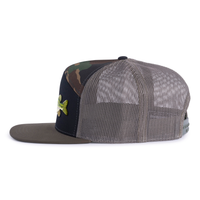 LARGEMOUTH BASS 7-Panel Flat Camo Hat