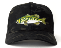LARGEMOUTH BASS 6-Panel Camo Hat Black
