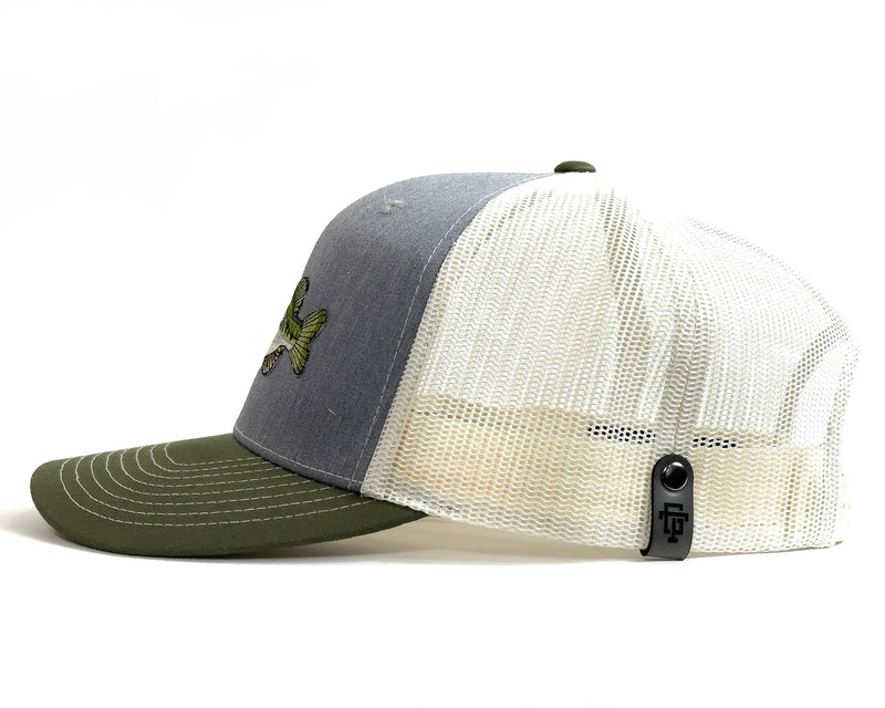 LARGEMOUTH BASS 6-Panel Curved Snapback, Richardson 112 Grey