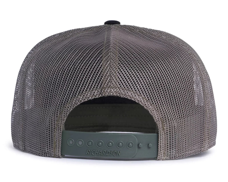 SASQUATCH WOOD 7-Panel Flat Bill Camo Hat, Richardson 168 Black