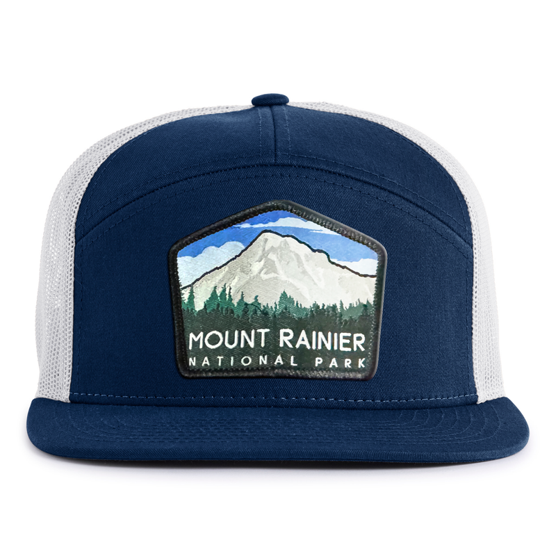 MOUNT RAINIER 7-Panel Flat Snapback, Richardson 168 Navy