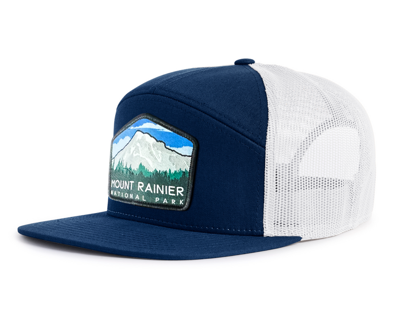 MOUNT RAINIER 7-Panel Flat Snapback, Richardson 168 Navy