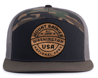 MOUNT RAINIER WOOD 7-Panel Flat Camo Hat, Richardson 168 Black