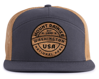 MOUNT RAINIER WOOD 7-Panel Flat Trucker, Richardson 168 Grey