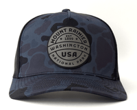 MOUNT RAINIER 5-Panel Curved Camo Hat, Richardson 112 Navy