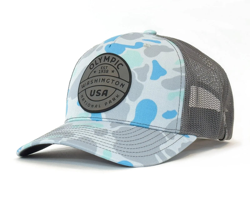 OLYMPIC 5-Panel Curved Camo Hat, Richardson 112 Grey