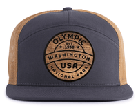 OLYMPIC WOOD 7-Panel Flat Trucker, Richardson 168 Grey