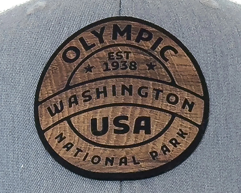 OLYMPIC WOOD 6-Panel Curved Snapback, Richardson 112 Grey