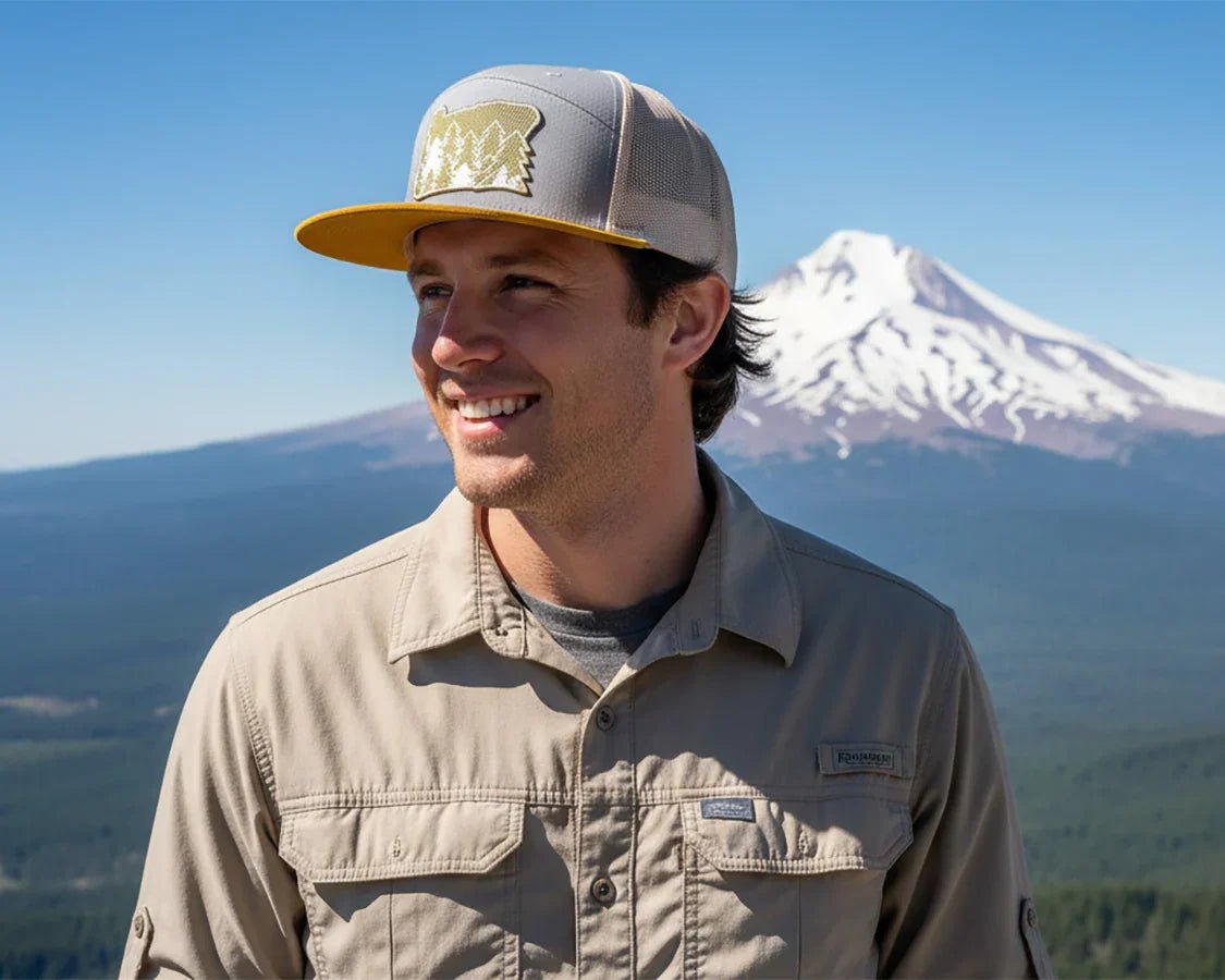 OREGON FIRS 7 - Panel Flat Snapback, Richardson 168 Grey - Tailgate Hats