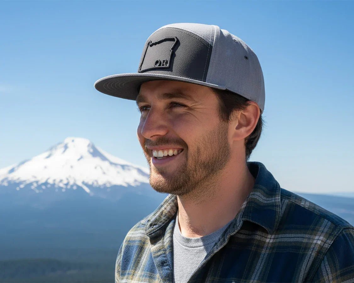 OREGON OUTLINE 7 - Panel Flat Strapback, Grey - Tailgate Hats