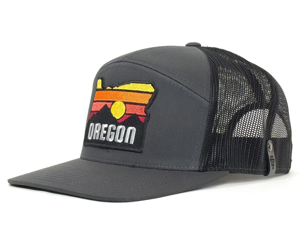 Gray cap with 'Oregon' logo on a white background