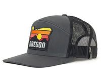 Gray cap with 'Oregon' logo on a white background