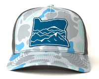 OREGON MTS. 5-Panel Curved Camo Hat, Richardson 112 Blue