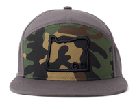 OREGON OUTLINE 7-Panel Flat Camo Strapback, Charcoal