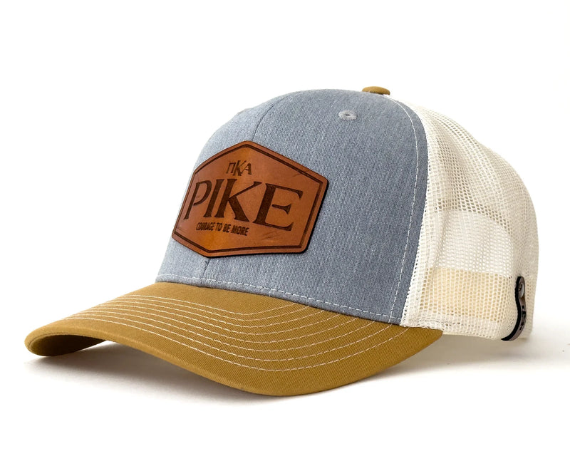 PI KAPPA ALPHA 6-Panel Frat Hat Leather Grey