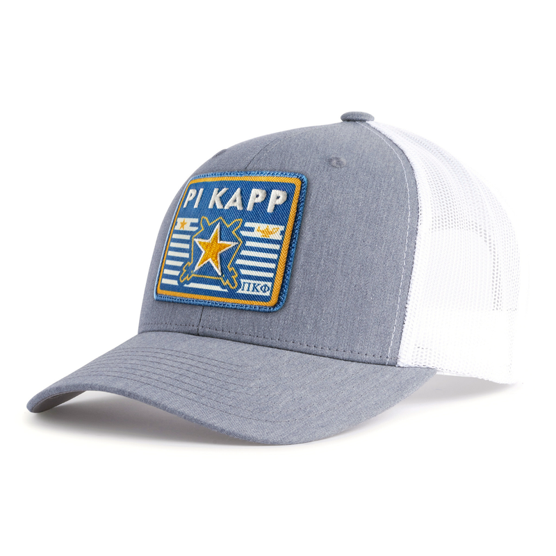 PI KAPPA PHI 6-Panel Curved Frat Hat Grey