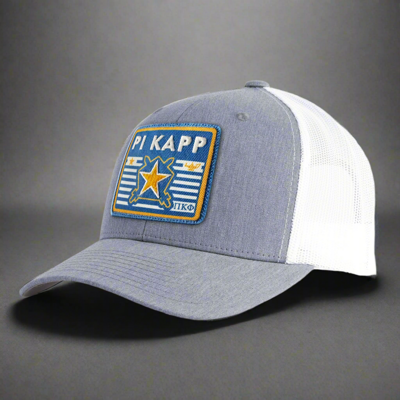 PI KAPPA PHI 6-Panel Curved Frat Hat Grey