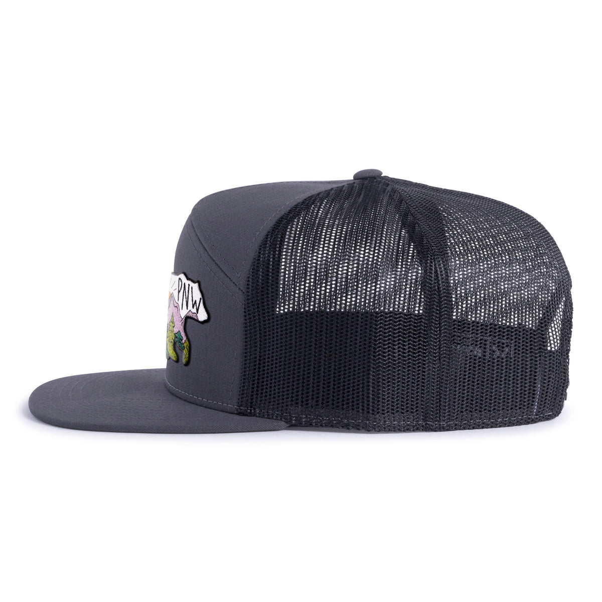 PNW BEAR 7-Panel Flat Bill Snapback, Richardson 168 Grey