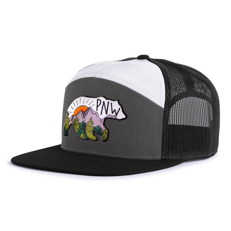 PNW BEAR 7-Panel Flat Snapback