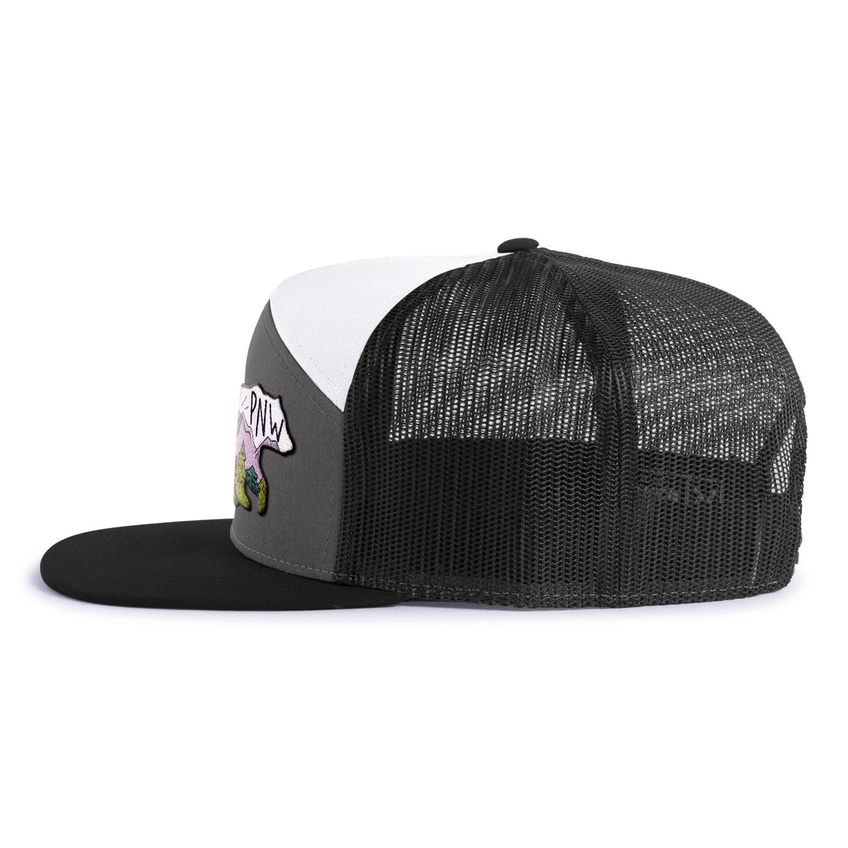 PNW BEAR 7-Panel Flat Bill Snapback, Richardson 168 Black