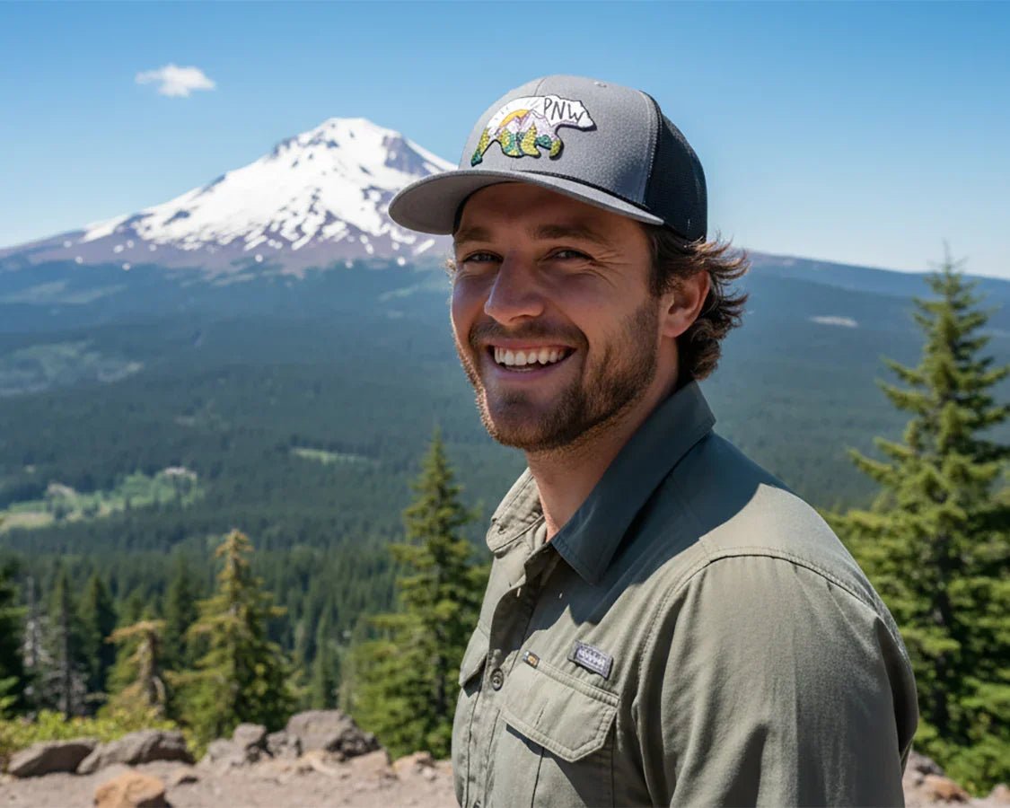 PNW BEAR 5 - Panel Curved Rope Hat, Richardson 112 Grey - Tailgate Hats