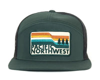 PACIFIC NORTHWEST 7-Panel Flat Bill Snapback, Richardson 168 Green