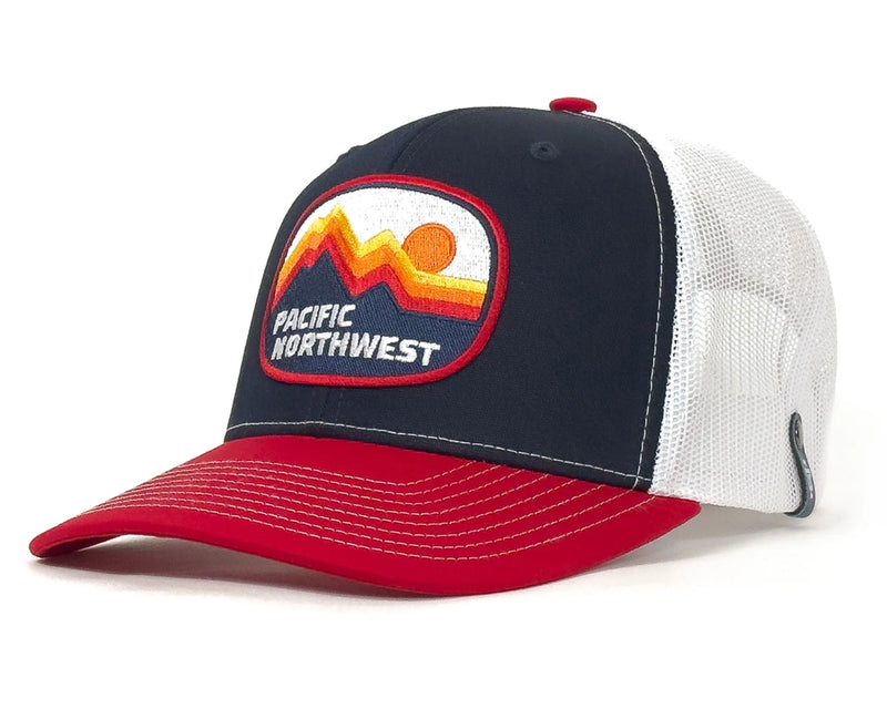 Trucker hat with Pacific Northwest logo on a white background