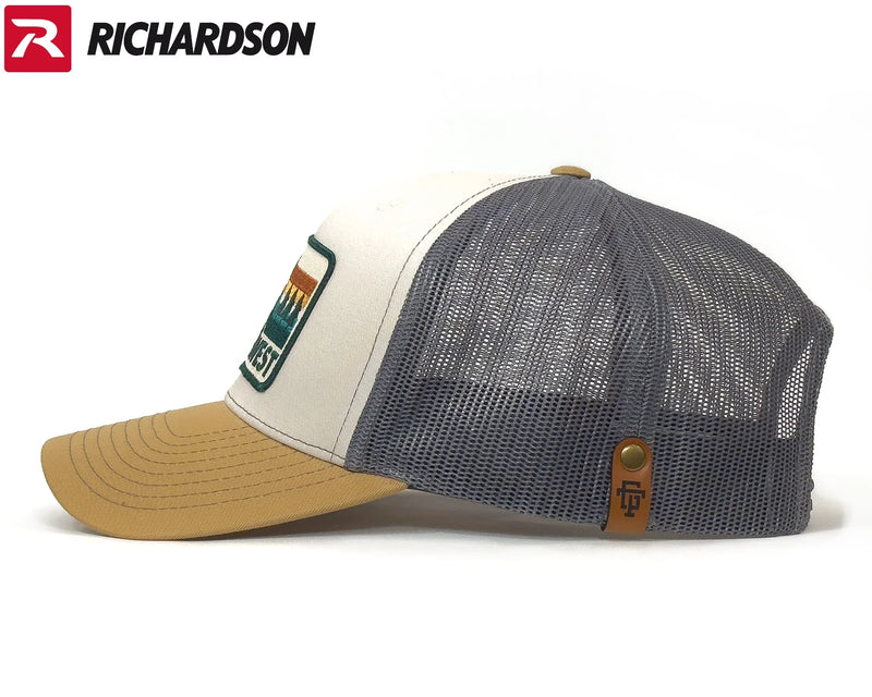 PNW WAVES 6-Panel Curved Snapback, Richardson 112 Beige