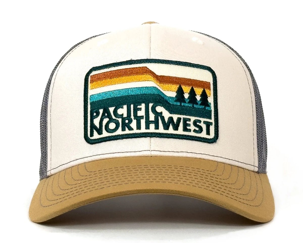 PNW WAVES 6 - Panel Curved Snapback, Richardson 112 Beige - Tailgate Hats