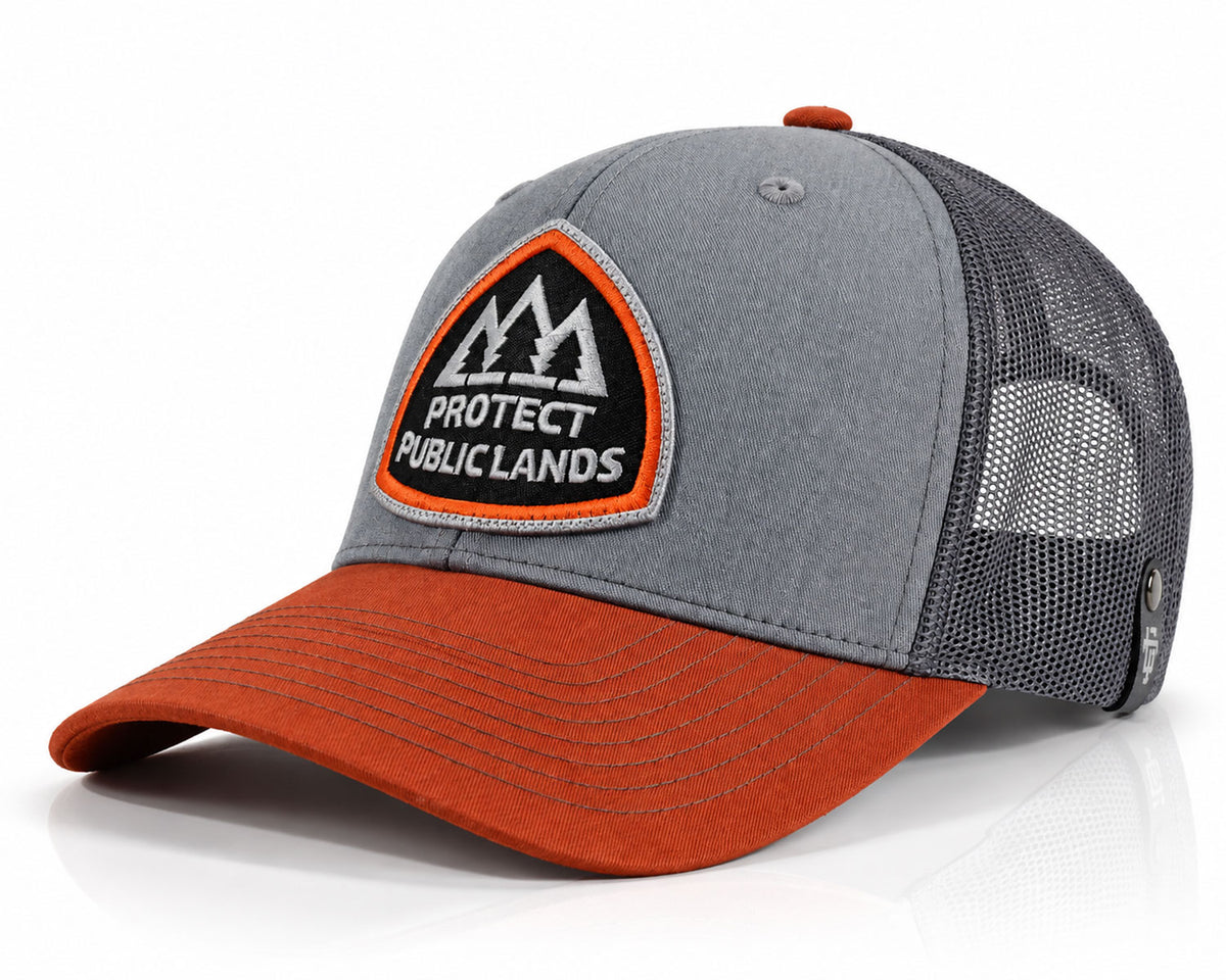 Protect Public Lands Grey Orange Trucker – Richardson 112