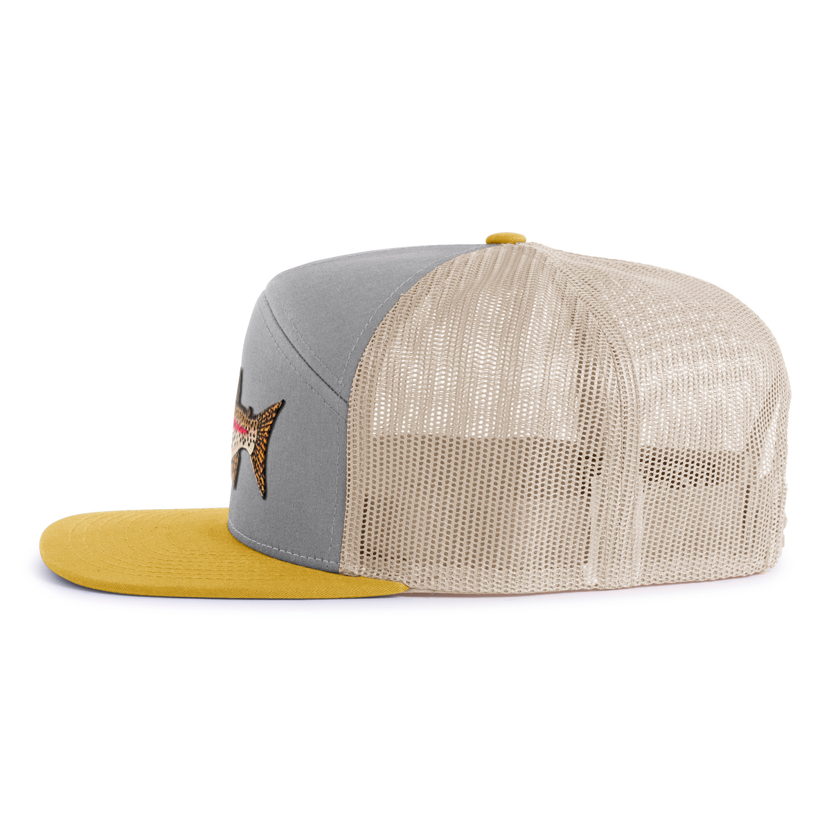 RAINBOW TROUT 7-Panel Flat Snapback, Richardson 168 Grey