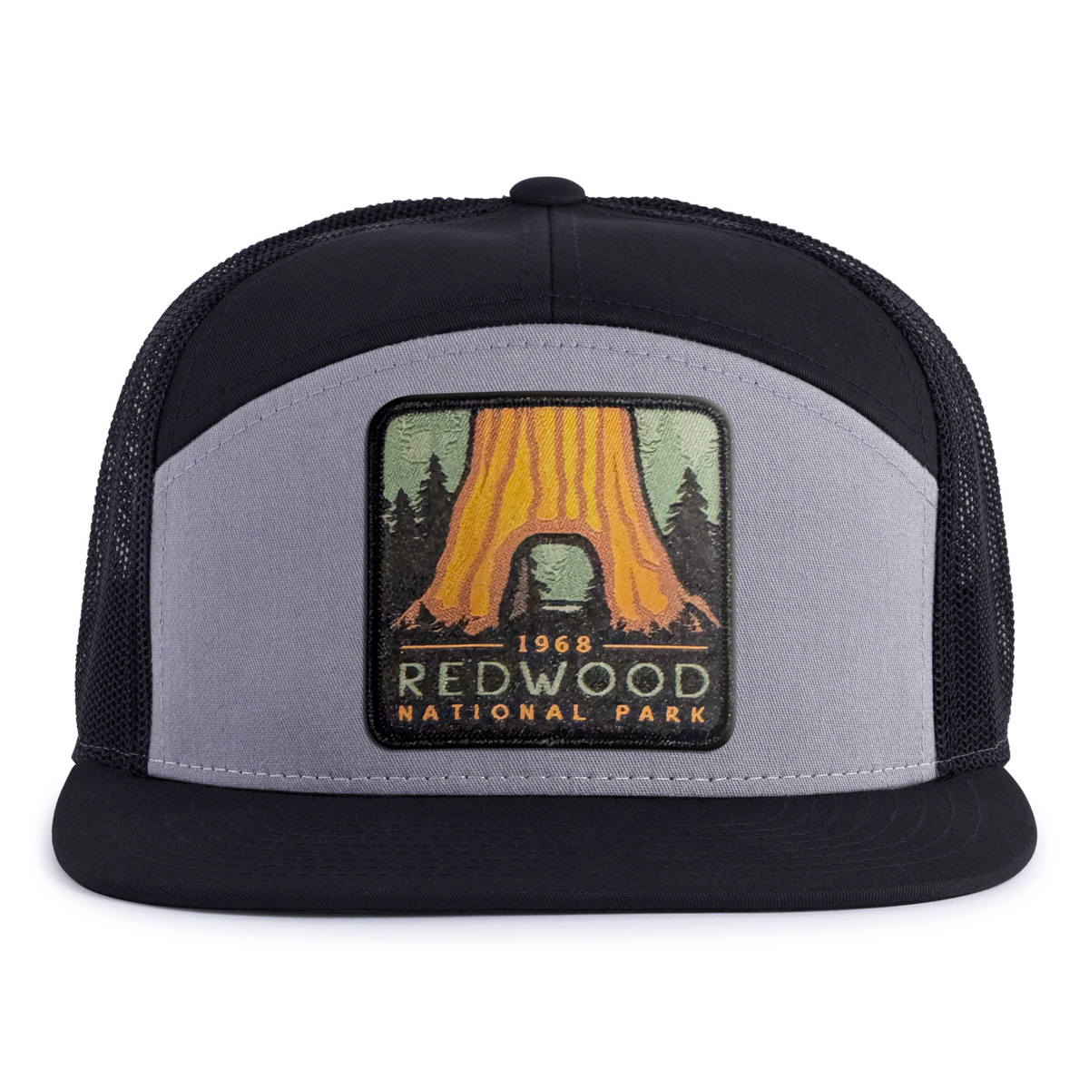 REDWOOD 7-Panel Flat Bill Snapback, Richardson 168 Black