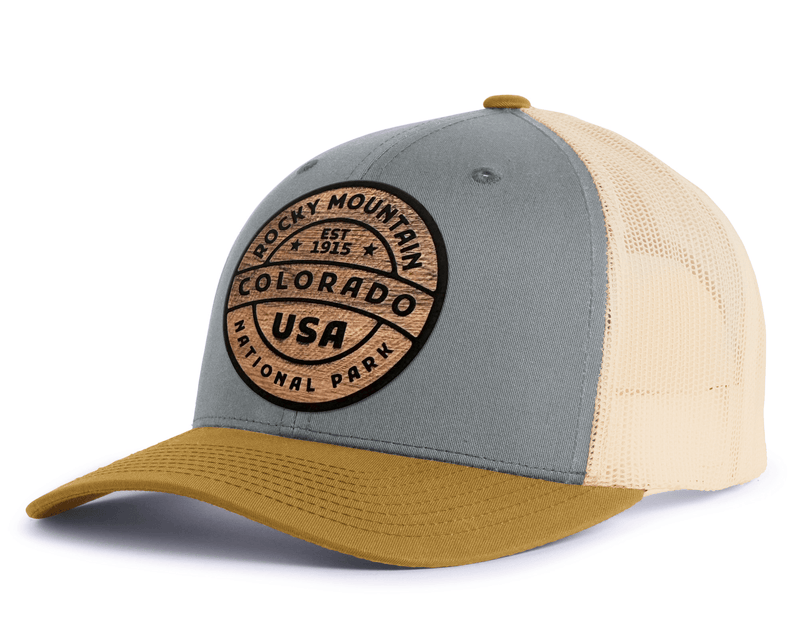 ROCKY MTN WOOD 6-Panel Curved Snapback, Richardson 112 Grey