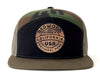 REDWOOD WOOD 7-Panel Flat Camo Hat, Richardson 168 Black
