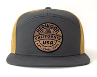REDWOOD WOOD 7-Panel Flat Bill Trucker, Richardson 168 Grey