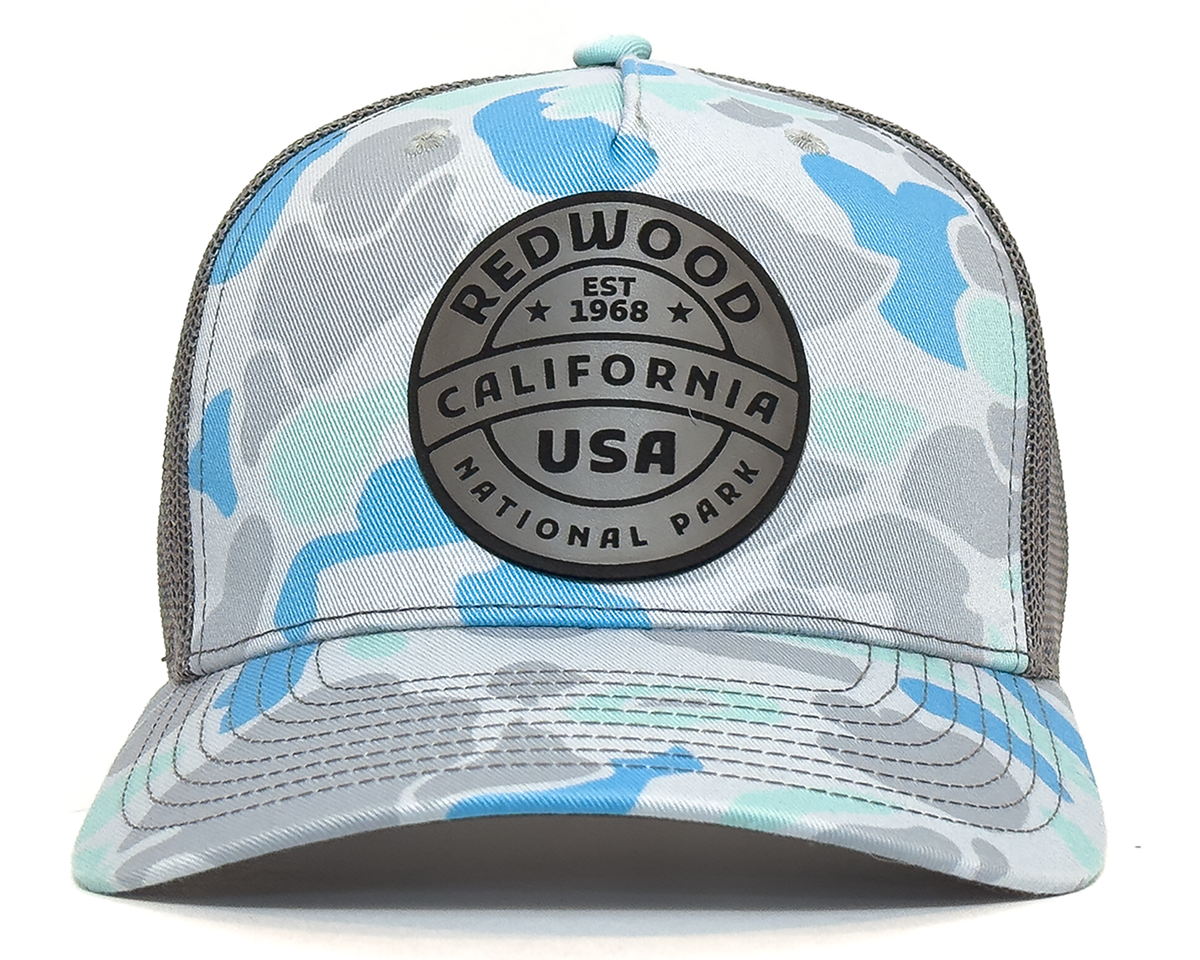 REDWOOD 5-Panel Curved Camo Hat, Richardson 112 Blue