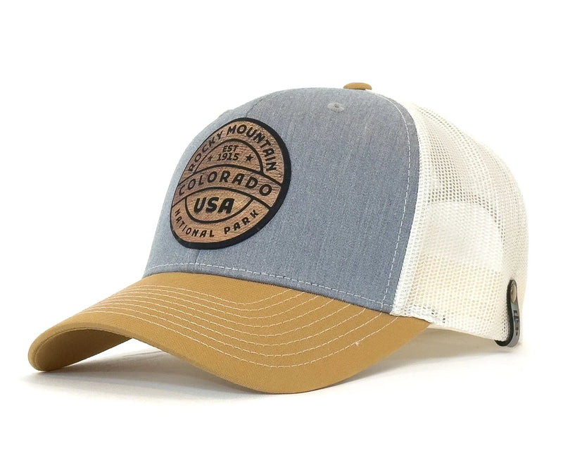 ROCKY MTN WOOD 6-Panel Curved Snapback, Richardson 112 Grey