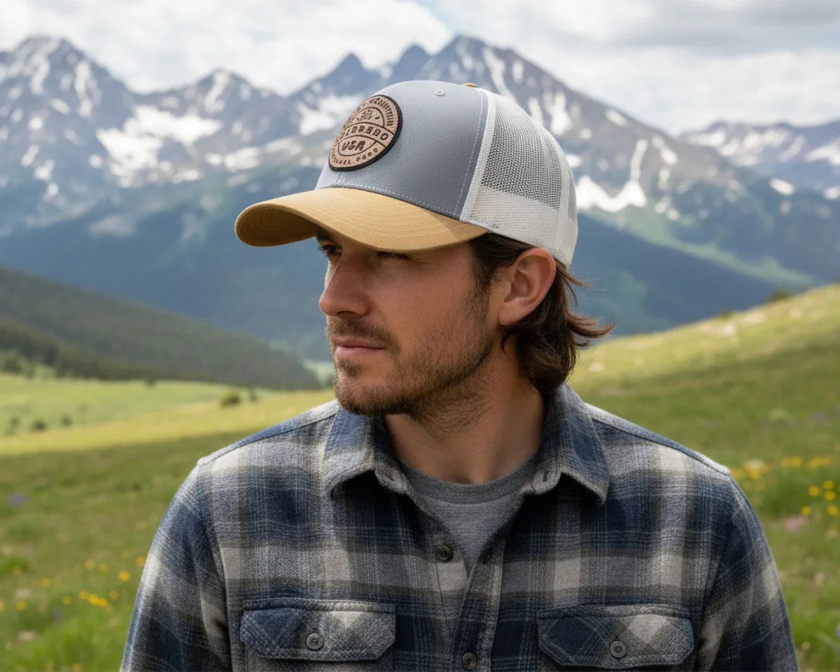 ROCKY MTN WOOD 6 - Panel Curved Snapback, Richardson 112 Grey - Tailgate Hats