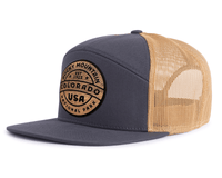 ROCKY MNT WOOD 7-Panel Flat Bill Trucker, Richardson 168 Grey