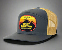 ROCKY MTN 7-Panel Flat Bill Trucker, Richardson 168 Grey Gold