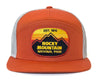ROCKY MTN 7-Panel Flat Bill Trucker, Richardson 168 Orange