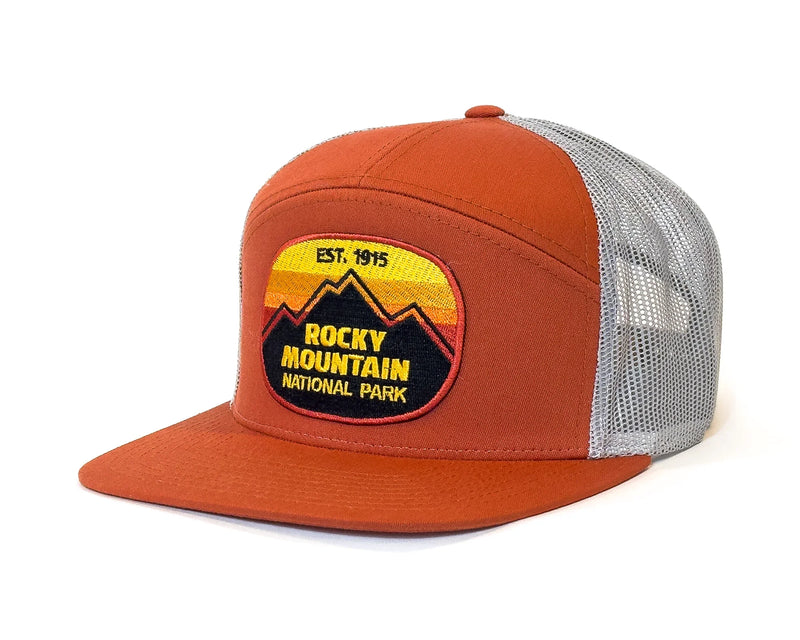 ROCKY MTN 7-Panel Flat Bill Trucker, Richardson 168 Orange