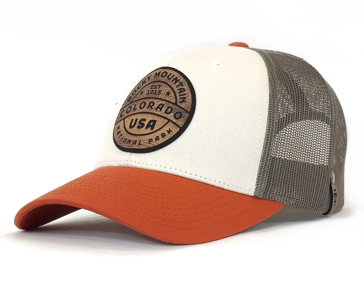 Trucker hat with a patch on a white background
