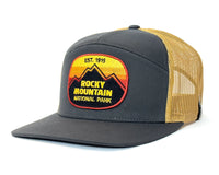 ROCKY MTN 7-Panel Flat Bill Trucker, Richardson 168 Grey Gold