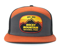 ROCKY MTN 7-Panel Flat Bill Trucker, Richardson 168 Orange Black
