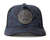 ROCKY MTN 5-Panel Curved Camo Hat, Richardson 112 Navy