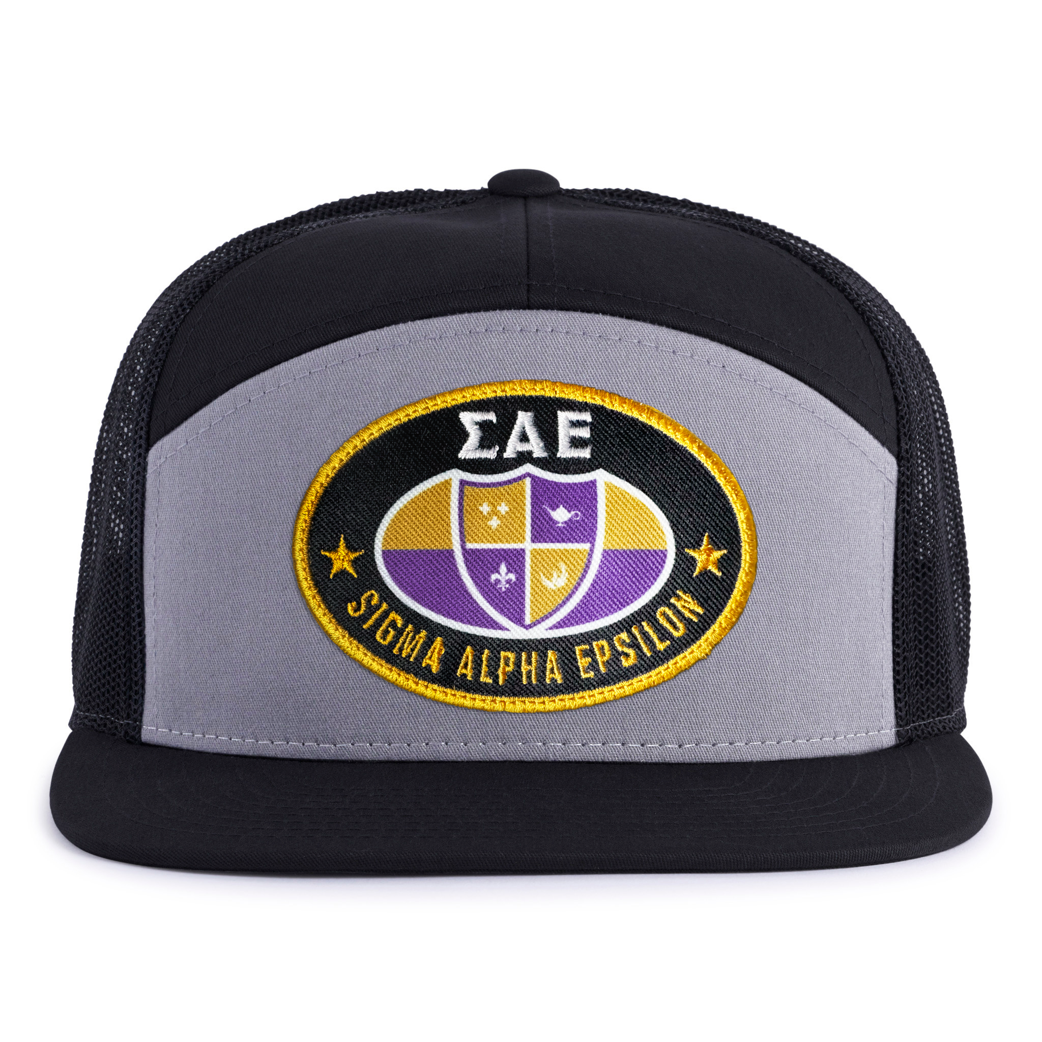 SAE OVAL EMBLEM 7-Panel Flat Grey/Black - Tailgate Hats